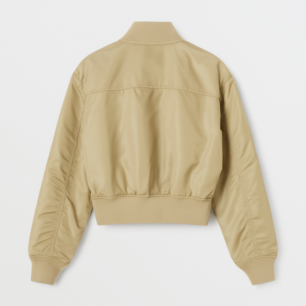 Sandstone Edge” Cropped Utility Jacket – Khaki