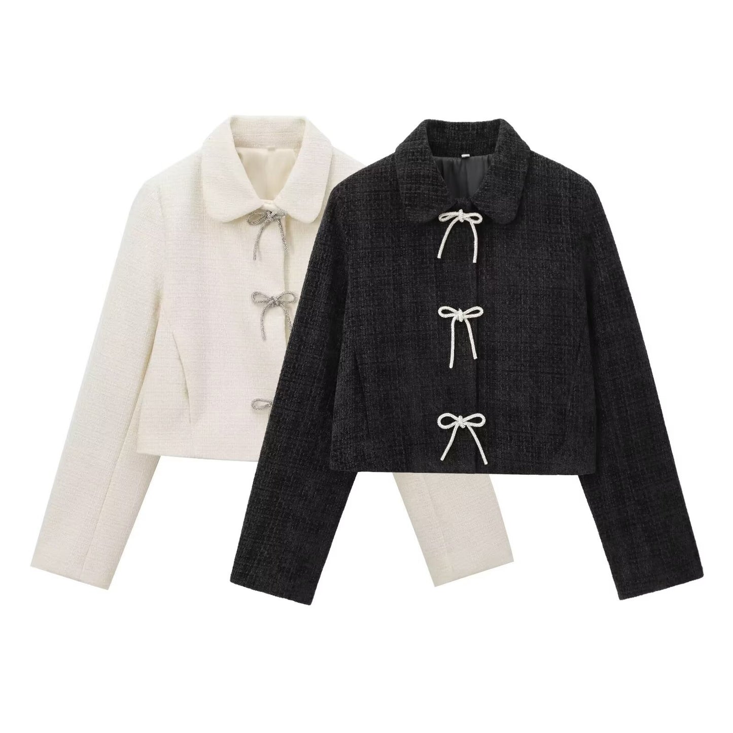 Vienna Grace" Bow-Toggle Cropped Jacket