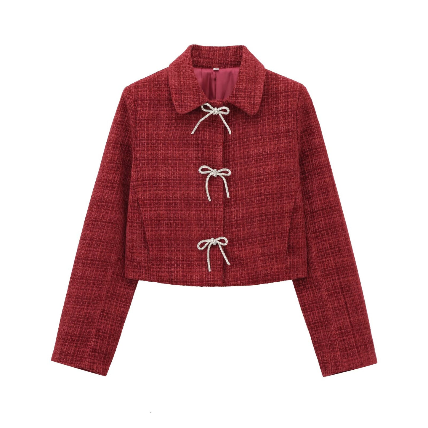 Vienna Grace" Bow-Toggle Cropped Jacket