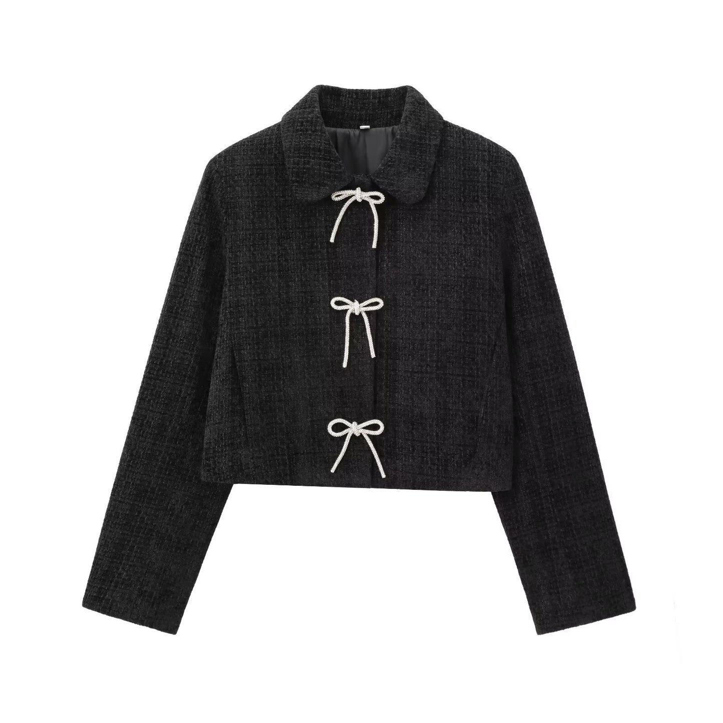 Vienna Grace" Bow-Toggle Cropped Jacket