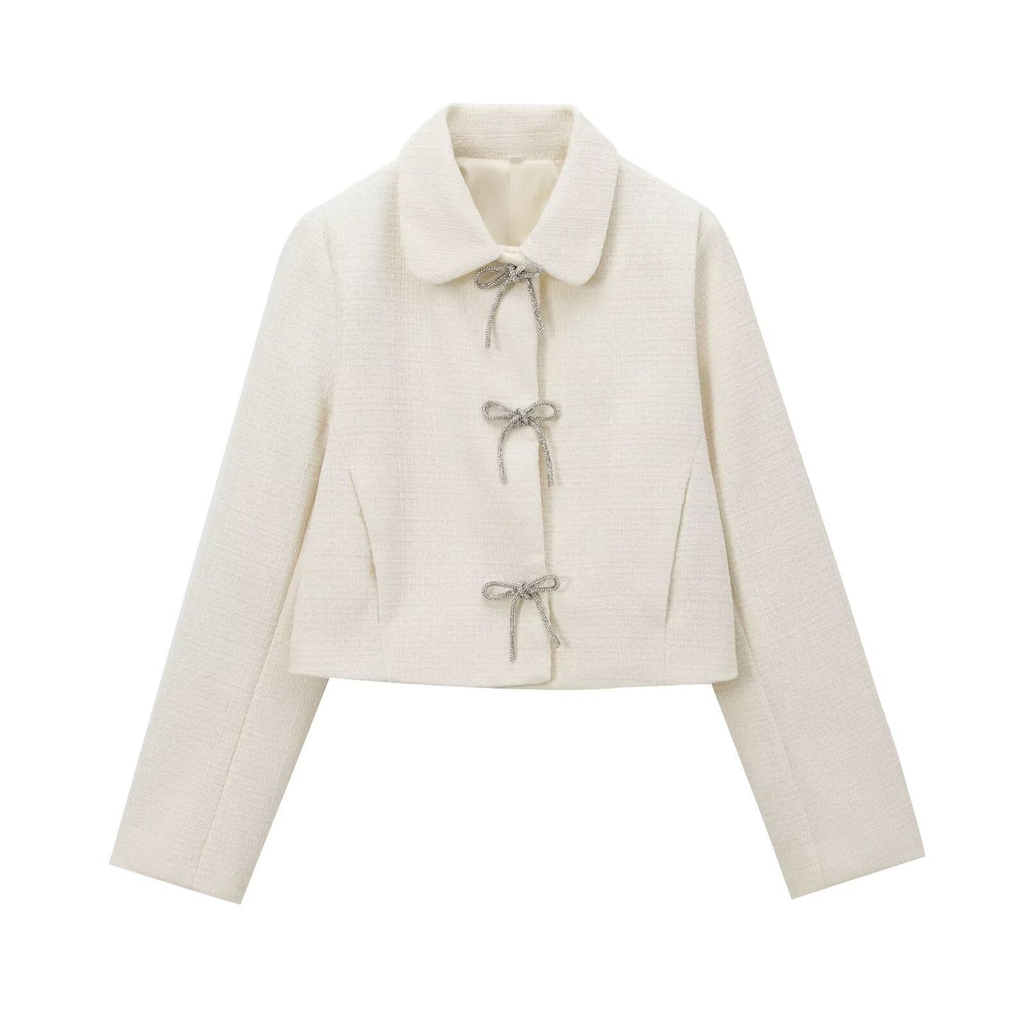 Vienna Grace" Bow-Toggle Cropped Jacket