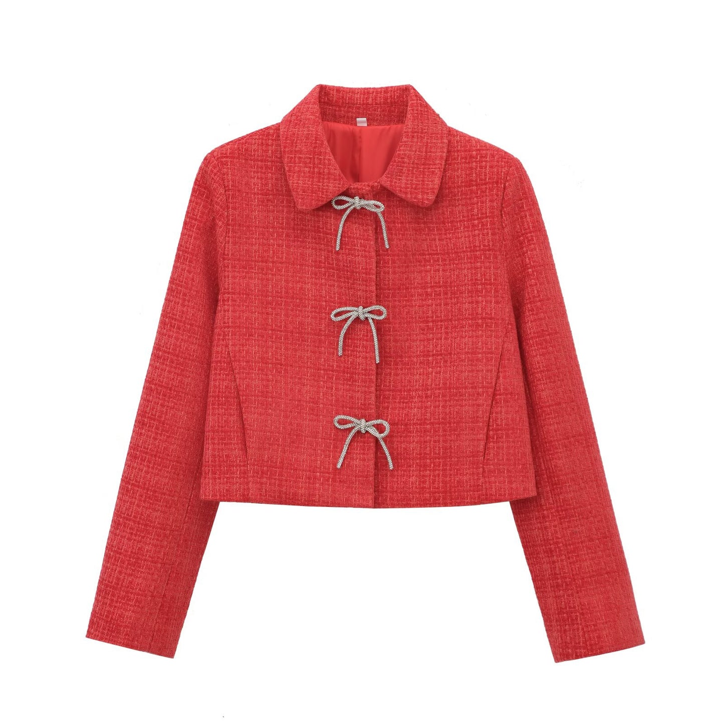 Vienna Grace" Bow-Toggle Cropped Jacket