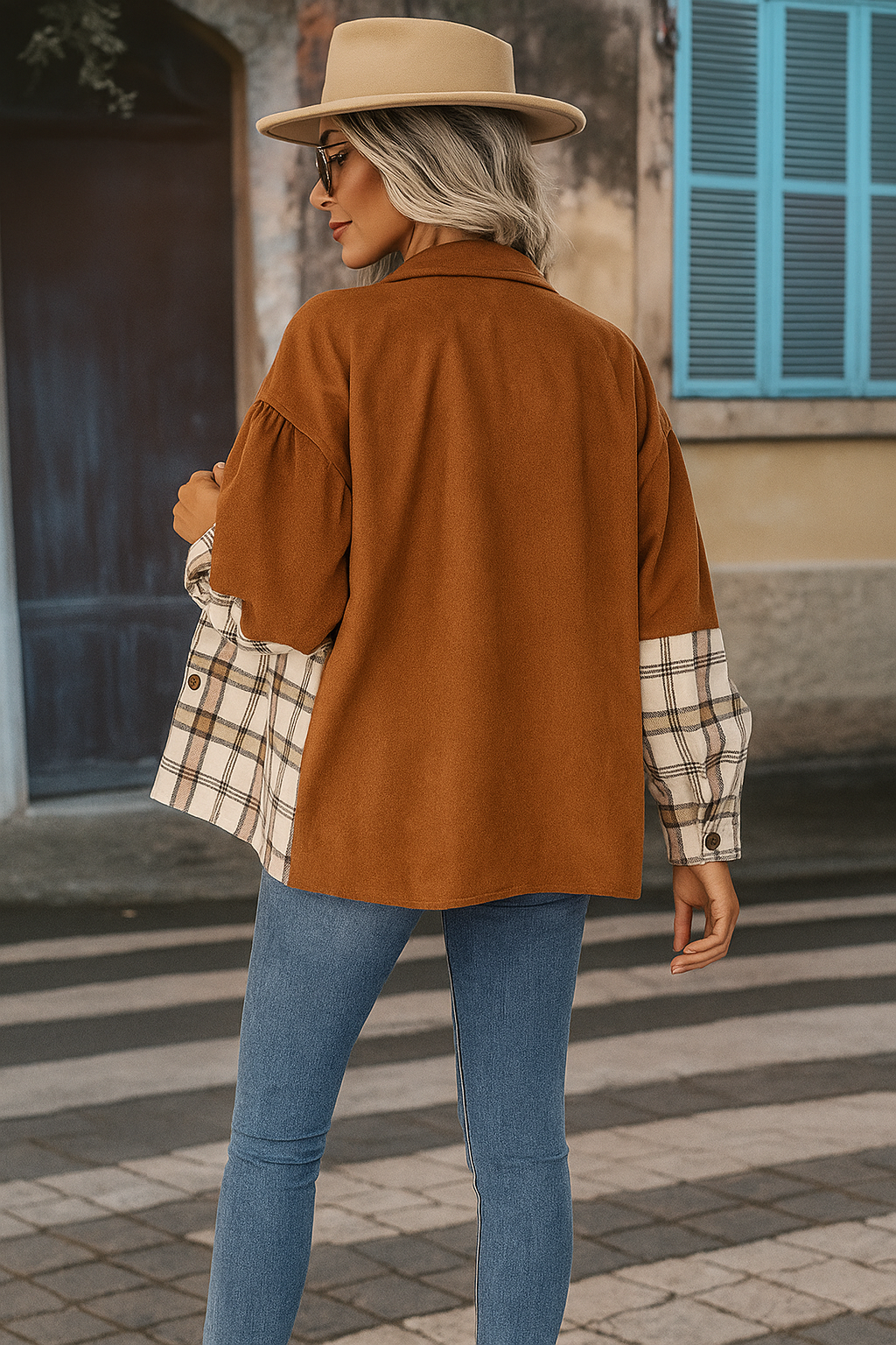 Tuscany Trails" Plaid Contrast Jacket