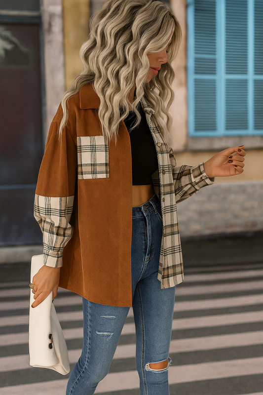 Tuscany Trails" Plaid Contrast Jacket