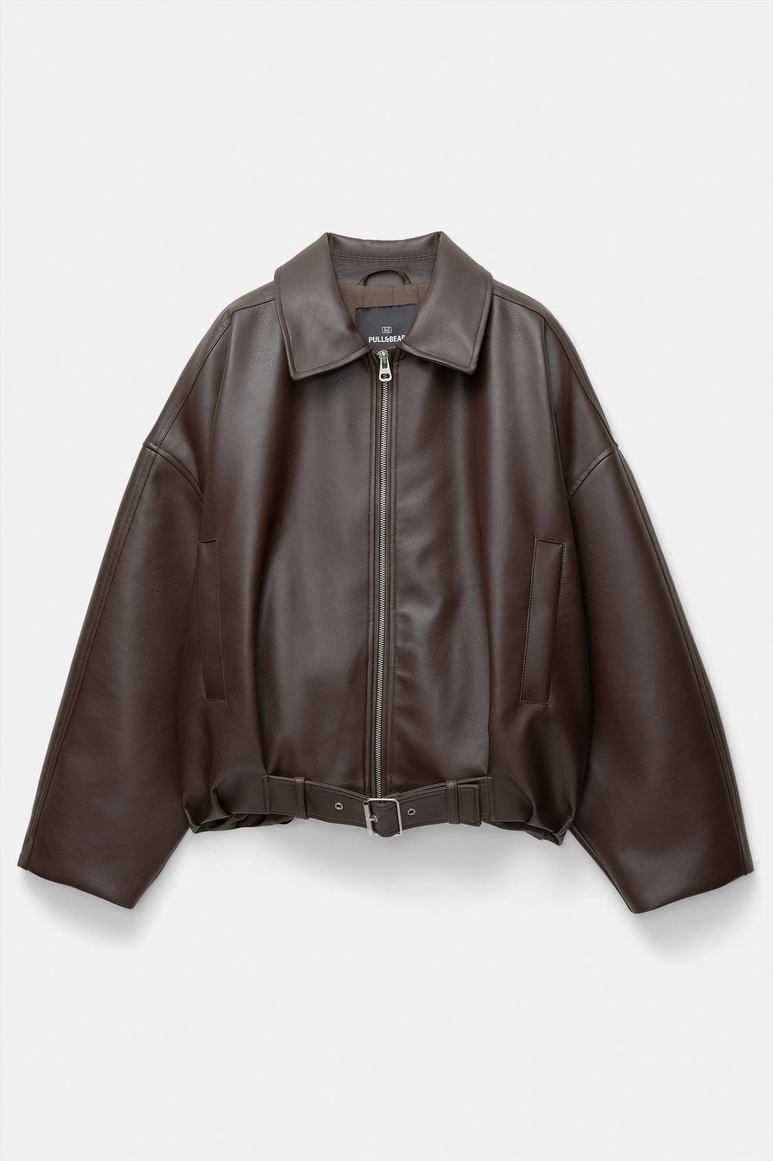 Berlin Noir" Belted Faux Leather Jacket